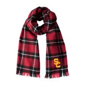 USC Trojans Cardinal SC Interlock Plaid Blanket Scarf